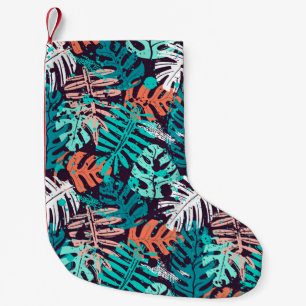 Petite Chaussette De Noël Abstrait feuille tropical motif. Créatif
