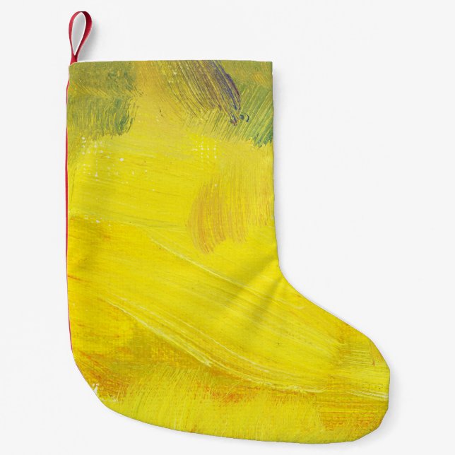 Petite Chaussette De Noël Abstrait Jaune : Texturé, Main Tirée. (Devant)