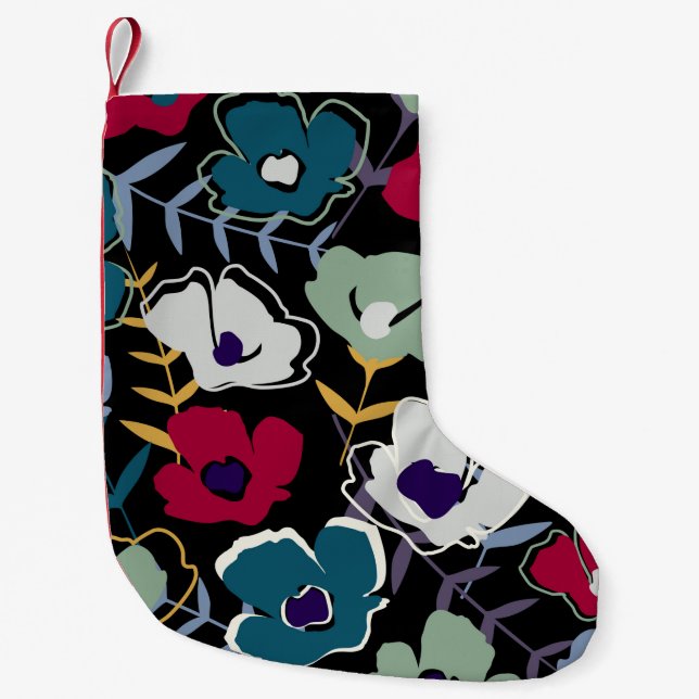 Petite Chaussette De Noël Abstrait moderne fleurs simples et feuilles e (Devant)