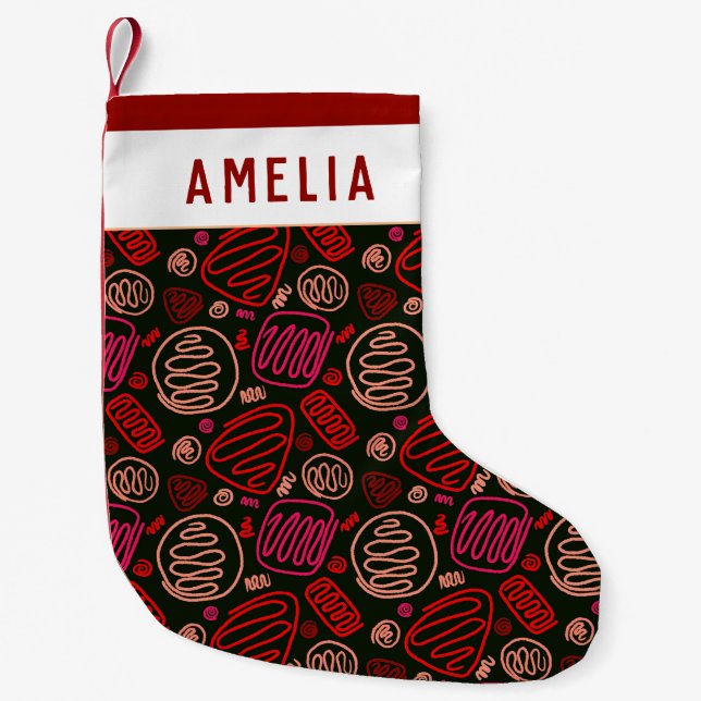 Petite Chaussette De Noël Abstrait moderne ligne rouge une forme Motif (Devant)