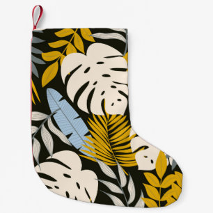 Petite Chaussette De Noël Abstrait motif sans faille avec des feuilles tropi