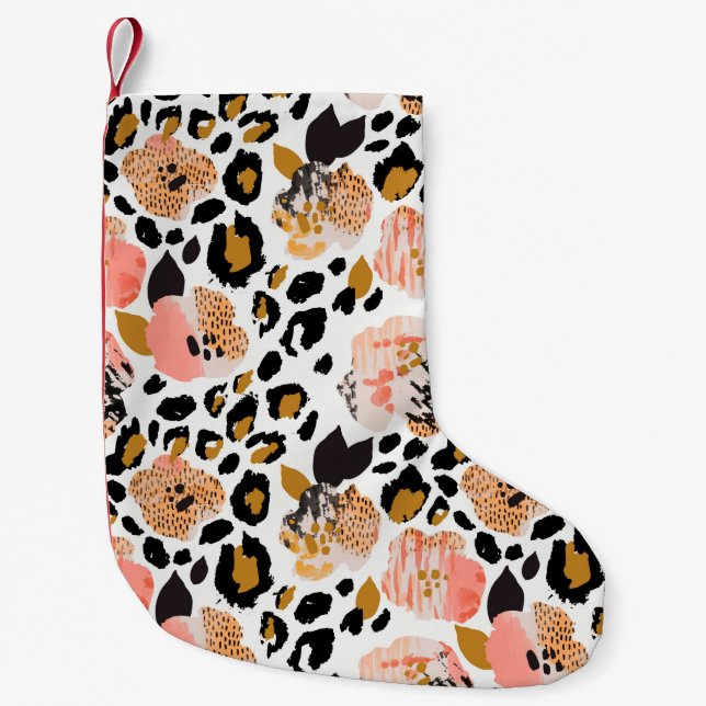 Petite Chaussette De Noël Abstrait motif sans soudure fleurie : fleurs avec  (Devant)