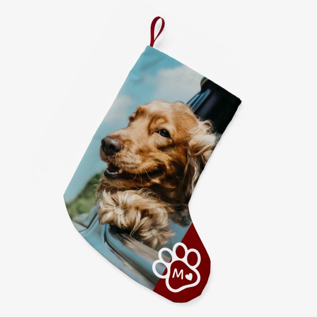 Petite Chaussette De Noël Add Your Own Photo Dog Pets Monogram (Devant (Accrochage))