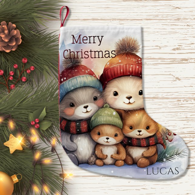 Petite Chaussette De Noël Adorable Woodland Animal Family Cozy Winter (Créateur téléchargé)
