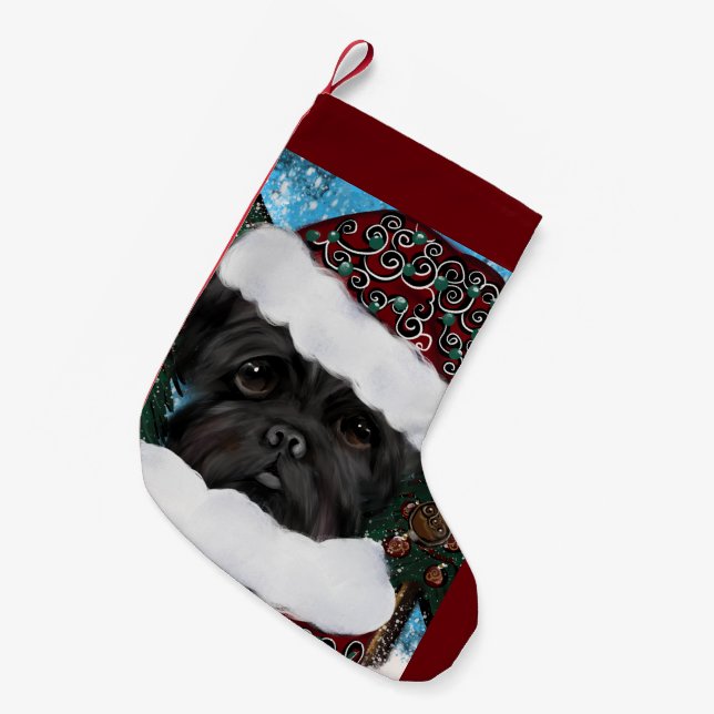 Petite Chaussette De Noël Affenpinscher Père Noël (Devant (Accrochage))