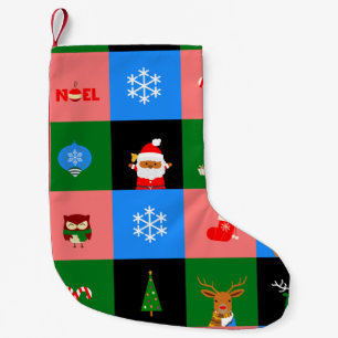 Petite Chaussette De Noël afrique santa claus colorblock stockage