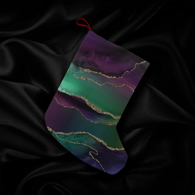 Petite Chaussette De Noël Agate attrayante | Joyau foncé Tone Pierre Or Vein (Créateur téléchargé)