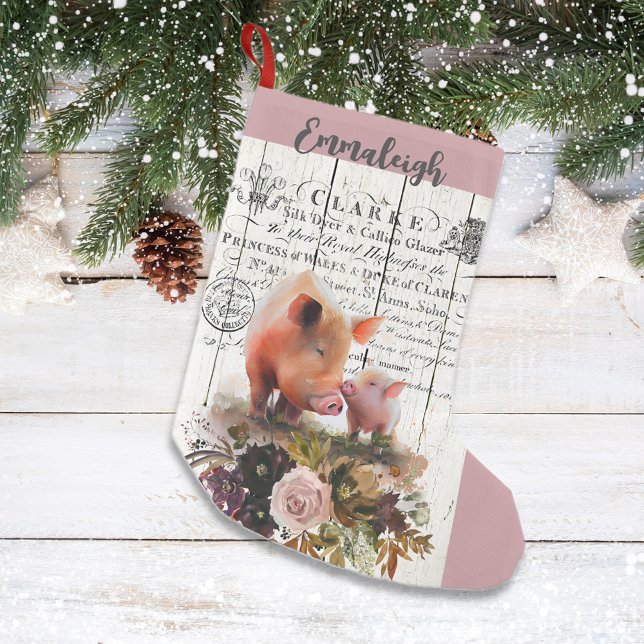 Petite Chaussette De Noël Agritourisme Floral Duroc Pigs (Créateur téléchargé)