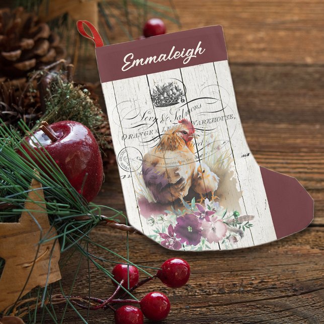 Petite Chaussette De Noël Agritourisme Floral Leghorn Poulet (Créateur téléchargé)