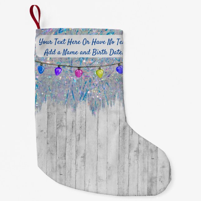 Petite Chaussette De Noël Agritourisme rustique Iridescente Rainbow Tinsel (Devant)