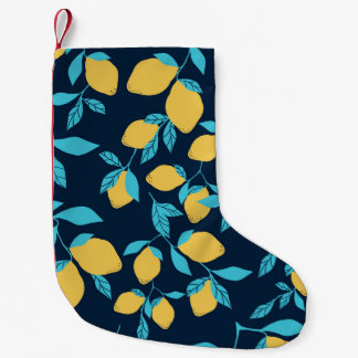 Petite Chaussette De Noël Agrumes simples : citrons sur le bleu.