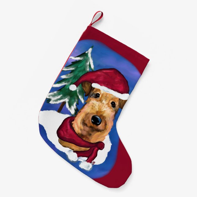 Petite Chaussette De Noël Airedale (Devant (Accrochage))