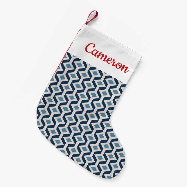 Petite Chaussette De Noël Ajoutez votre géométrique inspiré parère | (Devant (Accrochage))