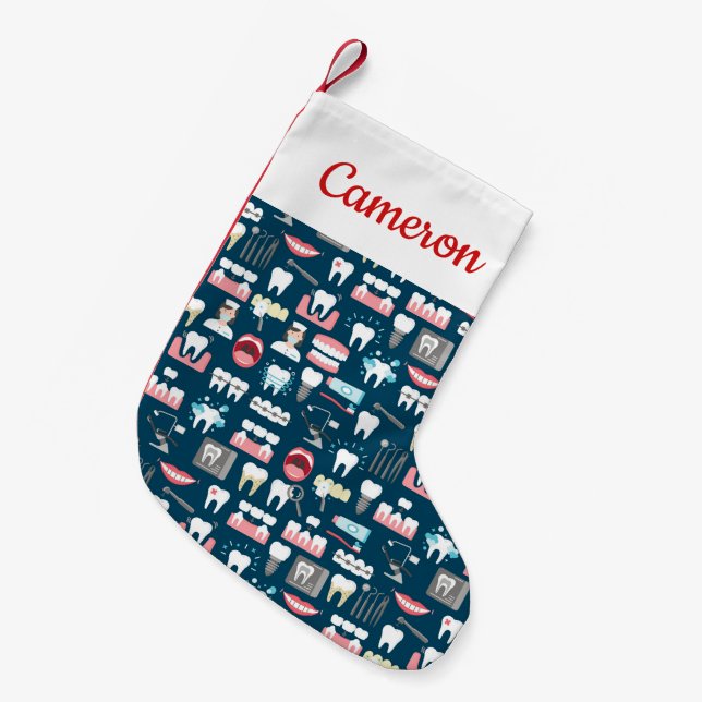 Petite Chaussette De Noël Ajoutez votre motif | dentaire nommé de bureau de (Devant (Accrochage))