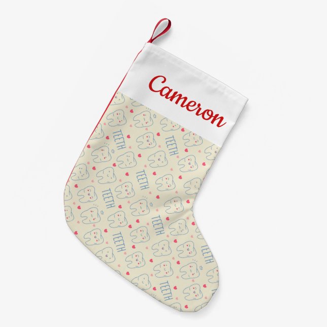 Petite Chaussette De Noël Ajoutez votre motif heureux | en pastel nommé de (Devant (Accrochage))
