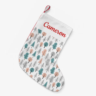 Petite Chaussette De Noël Ajoutez votre motif   mignon nommé de forêt de