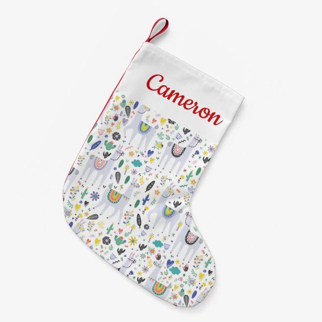 Petite Chaussette De Noël Ajoutez votre motif nommé d'alpaga de griffonnage (Devant (Accrochage))
