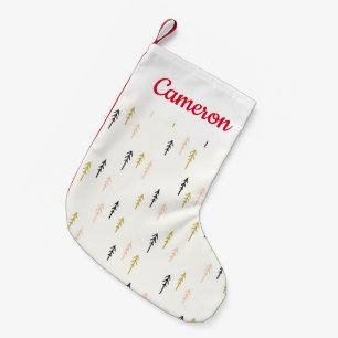 Petite Chaussette De Noël Ajoutez votre motif nommé de forêt d'arbre de No