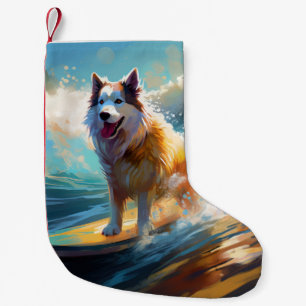 Petite Chaussette De Noël Alaskan Malamute Beach Surf Peinture