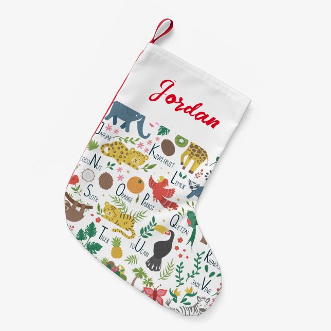 Petite Chaussette De Noël Alphabet tropical pour enfants (Devant (Accrochage))