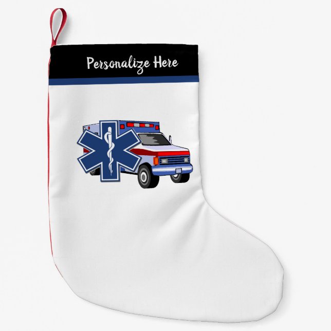 Petite Chaussette De Noël Ambulance EMS paramétrée EMT (Devant)