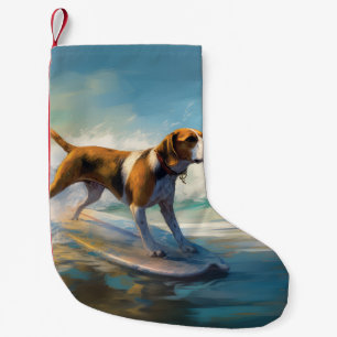 Petite Chaussette De Noël American Engligh Foxhound Beach Surfing Paining