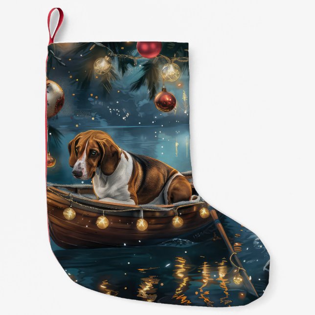 Petite Chaussette De Noël American English Foxhound Christmas Festive Voyage (Devant)