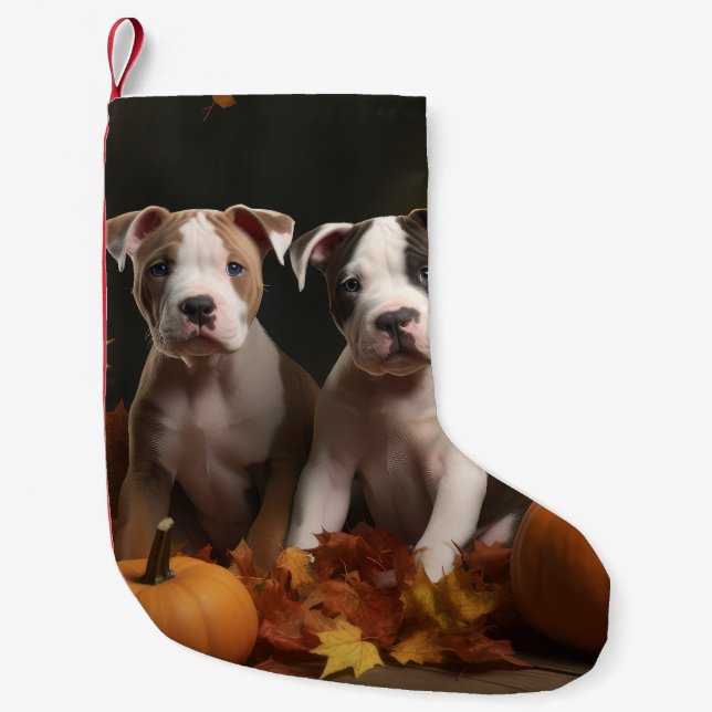 Petite Chaussette De Noël American Staffordshire Puppy Automne Délice (Devant)