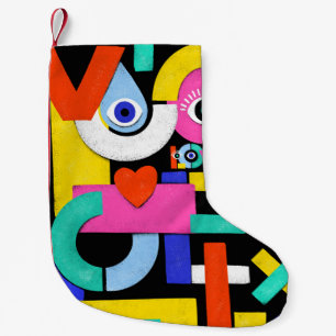 Petite Chaussette De Noël Amour Abstrait, yeux : motif coloré