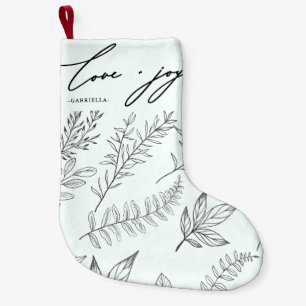 Petite Chaussette De Noël Amour et Joie Feuilles avec le nom Mint Noël