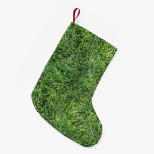 Petite Chaussette De Noël Amusante herbe verte vraie texture photo motif pla