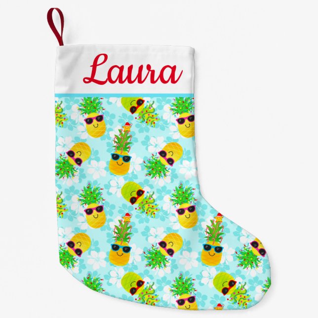 Petite Chaussette De Noël Ananas de Noël Tropical (Devant)