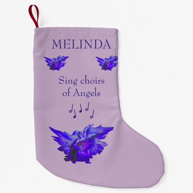 Petite Chaussette De Noël Ange de Noël pourpre, petit (Devant)