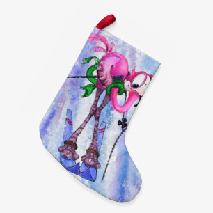 Petite Chaussette De Noël Animation de Noël amusante avec skieur de Flamant 