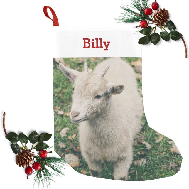 Petite Chaussette De Noël Animaux de compagnie Goat Lover Photo & Nom Person (Créateur téléchargé)
