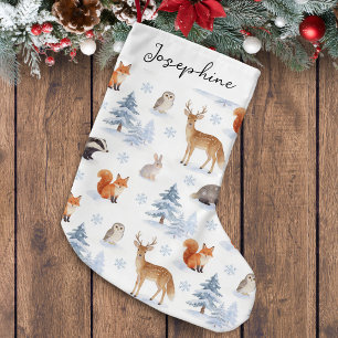 Petite Chaussette De Noël Animaux de la forêt hivernale Personnalisé