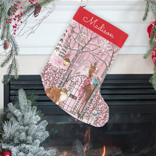 Petite Chaussette De Noël Animaux mignons de la forêt, vacances de Noël
