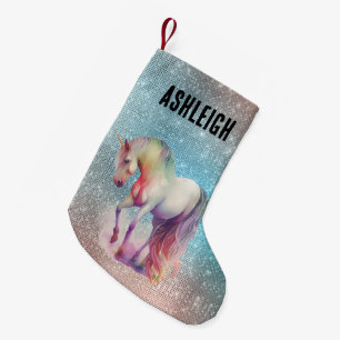Petite Chaussette De Noël Aqua Sparkle Nom de la licorne