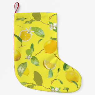 Petite Chaussette De Noël Aquarelle Citron & Feuilles 4