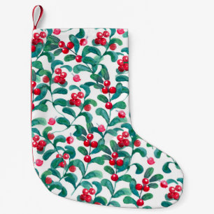 Petite Chaussette De Noël Aquarelle de baies sauvages, motif sans soudure.