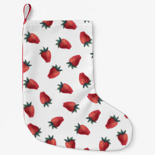 Petite Chaussette De Noël Aquarelle de fraises : Jouer Motif sans couture