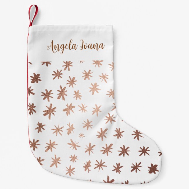 Petite Chaussette De Noël Aquarelle étoile avec nom - ambre (Devant)