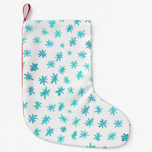 Petite Chaussette De Noël Aquarelle étoile - turquoise