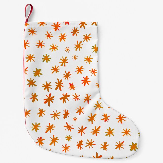 Petite Chaussette De Noël Aquarelle étoiles - orange (Devant)