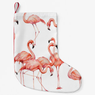 Petite Chaussette De Noël Aquarelle flamingo sans couture motif. Peint à la