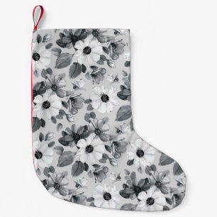 Petite Chaussette De Noël Aquarelle fleur sauvage - Illustration Vintage