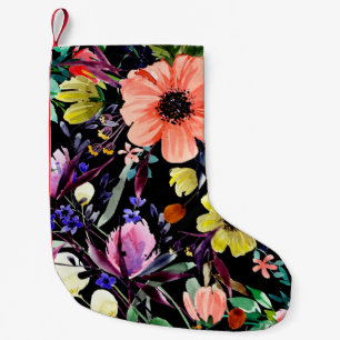 Petite Chaussette De Noël Aquarelle florale motif sans couture. Différents b