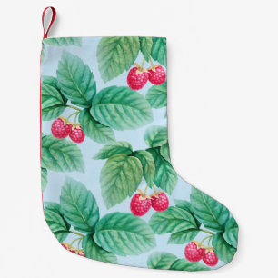 Petite Chaussette De Noël Aquarelle illustrant les framboises. Pièce transpa