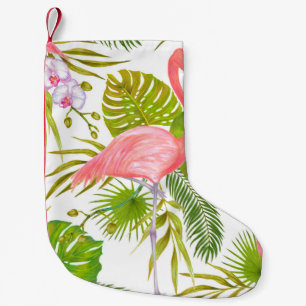 Petite Chaussette De Noël Aquarelle illustration de flamant rose bi