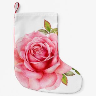 Petite Chaussette De Noël Aquarelle illustration d'une rose rose wi délicate